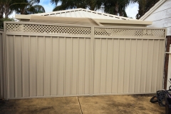 Colourbond fencing with decorative/ privacy panel to the top