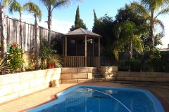 Treated pine, Gazebo,Huge timber alfresco, giving great shade to this outdoor lining area, patio garden, feature, outdoor living